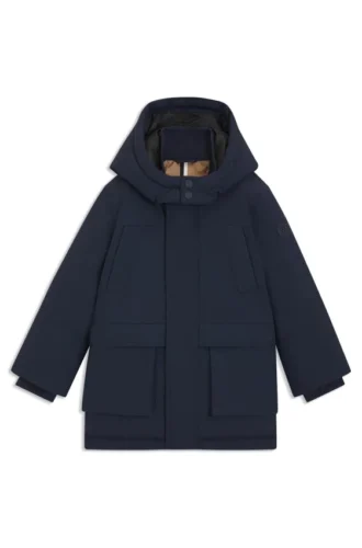 Kinder-Parka mit Logo-Print aus Ripstop