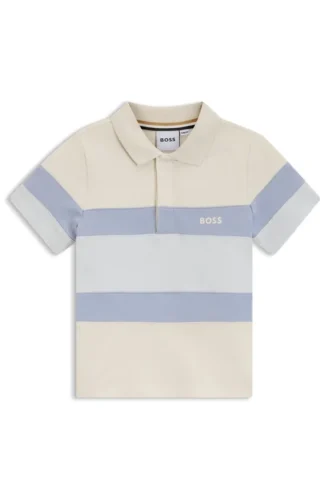 Kinder-Polohemd aus Stretch-Baumwolle mit Colour-Block-Streifen