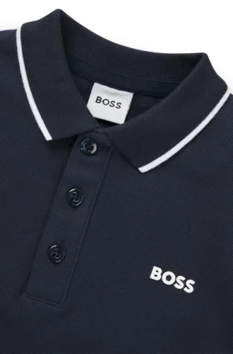 Kinder-Poloshirt aus Baumwollpiqué mit aufgedrucktem Logo
