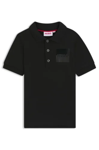 Kinder-Poloshirt mit geteiltem Logo aus Stretch-Baumwolle