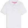 Kinder-Poloshirt mit geteiltem Logo aus Stretch-Baumwolle Kinder-Poloshirt mit geteiltem Logo aus Stretch-Baumwolle