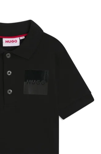Kinder-Poloshirt mit geteiltem Logo aus Stretch-Baumwolle