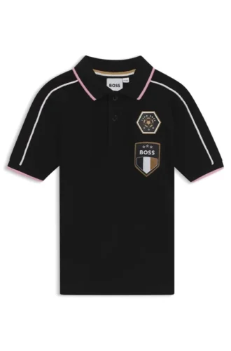 Kinder-Poloshirt mit Kontraststreifen aus Baumwollpiqué