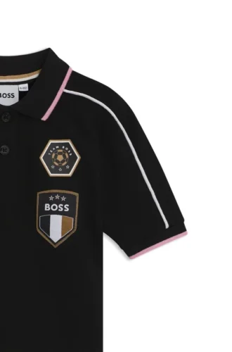 Kinder-Poloshirt mit Kontraststreifen aus Baumwollpiqué