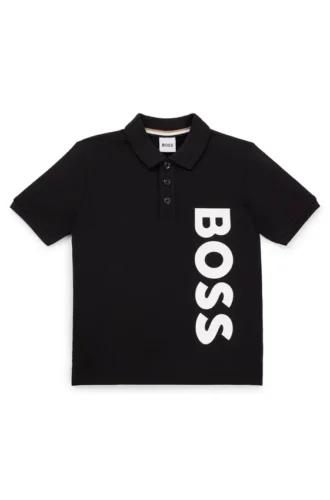 Kinder-Poloshirt mit vertikalem Logo aus Baumwollpiqué