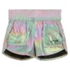 Kinder-Shorts mit Logo-Print aus schillerndem Stoff