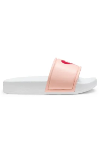 Kinder-Slides aus Kunstleder mit herzförmigem Logo-Print