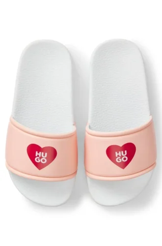Kinder-Slides aus Kunstleder mit herzförmigem Logo-Print