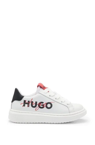 Kinder-Sneaker aus Leder mit doppeltem Logo