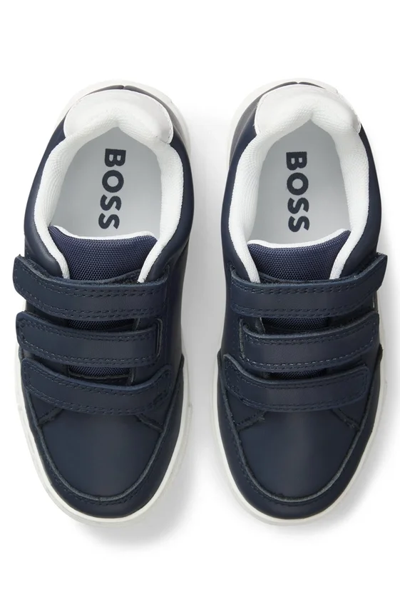 Kinder-Sneaker aus Leder mit Logo-Prints Kinder-Sneaker aus Leder mit Logo-Prints