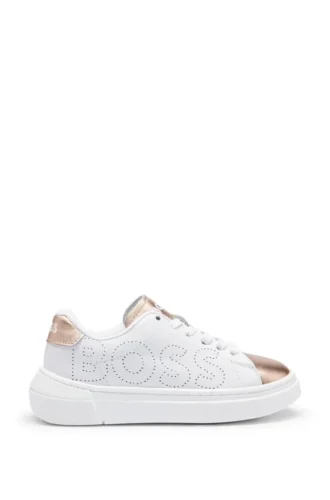 Kinder-Sneaker aus Leder mit perforiertem Logo