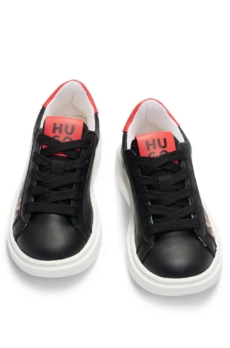 Kinder-Sneaker aus Nappaleder mit Flammen-Motiv