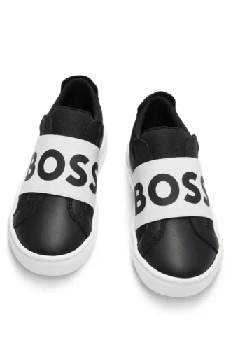 Kinder-Sneaker mit Logo-Riemen aus Canvas und Leder