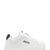 Kinder-Sneaker mit Schnürung aus Leder und Stoff