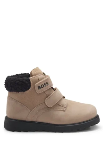 Kinder-Stiefel aus Leder mit Kunstfellkragen