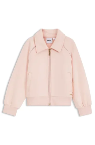 Kinder-Strickjacke aus Stretch-Piqué mit Logo-Plakette