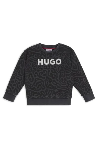 Kinder-Sweatshirt mit Leopardenmuster und Reißverschluss hinten