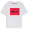 Kinder-T-Shirt aus Baumwolle in Regular-Fit mit rotem Logo Kinder-T-Shirt aus Baumwolle in Regular-Fit mit rotem Logo