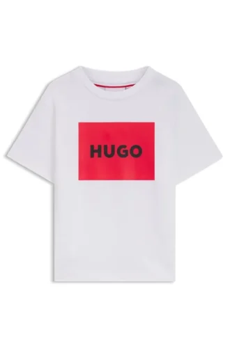 Kinder-T-Shirt aus Baumwolle in Regular-Fit mit rotem Logo