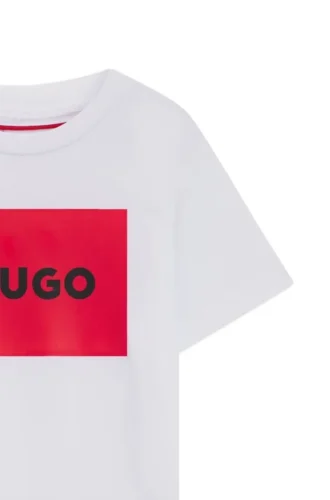Kinder-T-Shirt aus Baumwolle in Regular-Fit mit rotem Logo