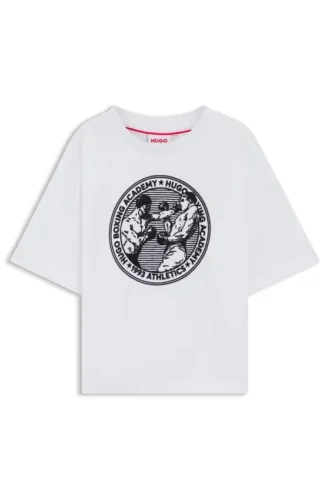 Kinder-T-Shirt aus Baumwolle mit Box-Motiv