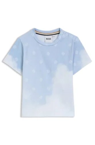 Kinder-T-Shirt aus Baumwolle mit Double-B-Monogrammen und Wolken