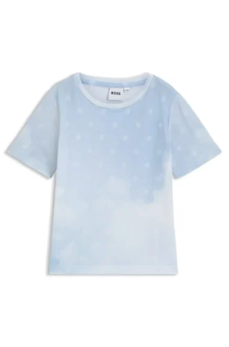 Kinder-T-Shirt aus Baumwolle mit Double-B-Monogrammen und Wolken