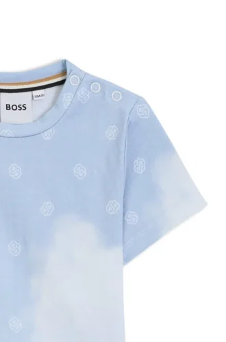 Kinder-T-Shirt aus Baumwolle mit Double-B-Monogrammen und Wolken