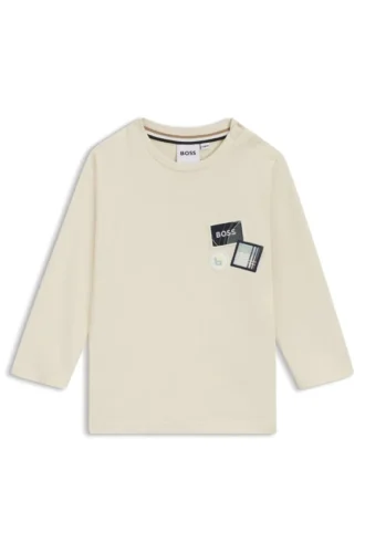 Kinder-T-Shirt aus Baumwolle mit drei Logo-Aufnähern