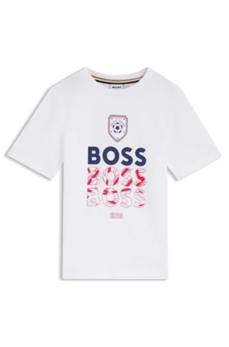 Kinder-T-Shirt aus Baumwolle mit Fußballmotiv