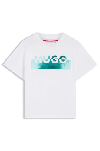 Kinder-T-Shirt aus Baumwolle mit geteiltem Logo