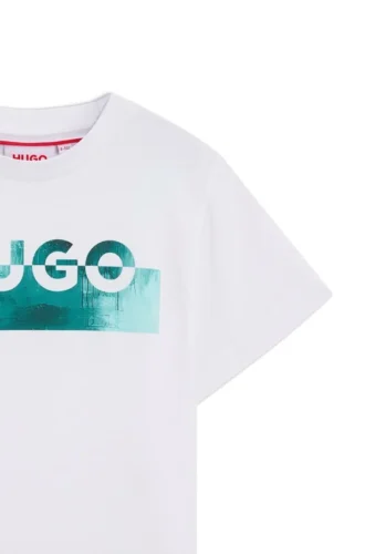 Kinder-T-Shirt aus Baumwolle mit geteiltem Logo