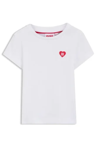 Kinder-T-Shirt aus Baumwolle mit herzförmigem Sticklogo