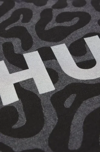Kinder-T-Shirt aus Baumwolle mit Leopardenmuster und glänzendem Logo