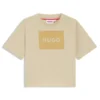 Kinder-T-Shirt aus Baumwolle mit Logo in Samtoptik Kinder-T-Shirt aus Baumwolle mit Logo in Samtoptik