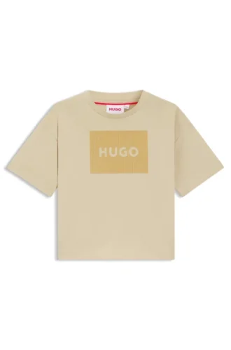 Kinder-T-Shirt aus Baumwolle mit Logo in Samtoptik