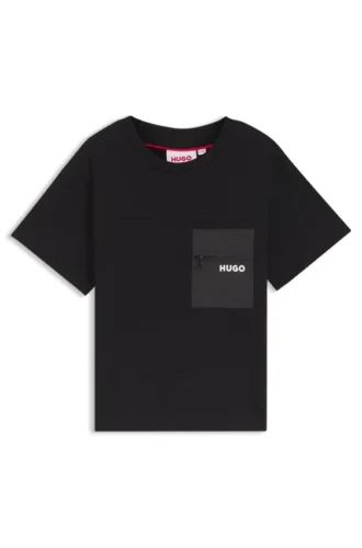 Kinder-T-Shirt aus Baumwolle mit Ripstop-Tasche