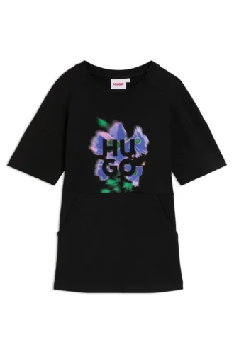 Kinder-T-Shirt-Kleid aus Baumwolle mit Logo-Motiv