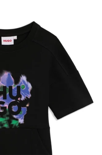Kinder-T-Shirt-Kleid aus Baumwolle mit Logo-Motiv