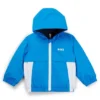 Kinder-Windjacke im Color-Blocking-Design mit sichtbar werdendem Monogramm-Print