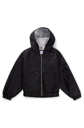 Kinder-Windjacke mit Kapuze und Monogramm-Muster