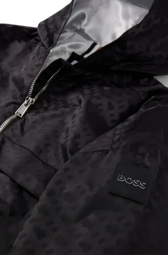 Kinder-Windjacke mit Kapuze und Monogramm-Muster