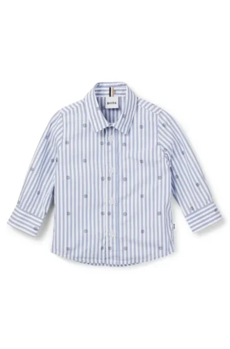 Kinderhemd aus gestreifter Baumwolle mit Double-B-Monogrammen