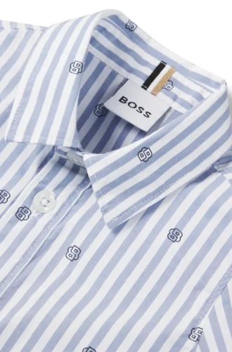 Kinderhemd aus gestreifter Baumwolle mit Double-B-Monogrammen