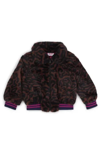 Kinderjacke aus Kunstfell mit Leopardenmuster