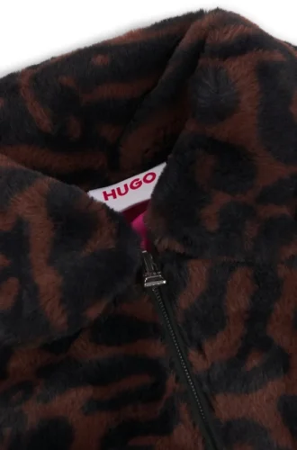 Kinderjacke aus Kunstfell mit Leopardenmuster