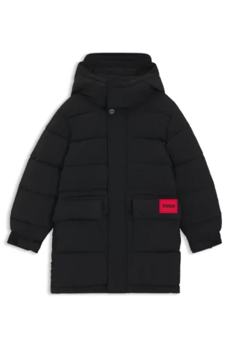 Kinderjacke mit Kapuze und Logo-Aufnäher