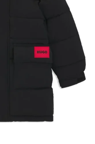 Kinderjacke mit Kapuze und Logo-Aufnäher