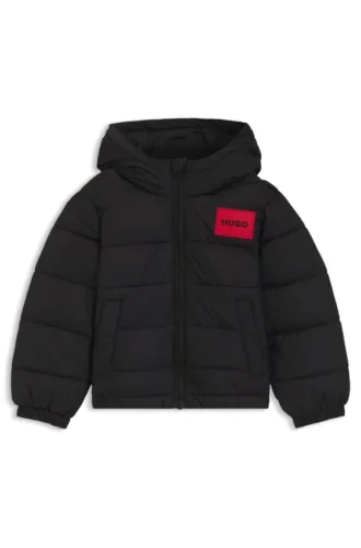 Kinderjacke mit Logo-Aufnäher und wasserabweisender Oberfläche