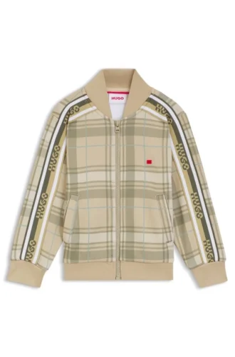Kinderjacke mit Logo-Label und Karomuster